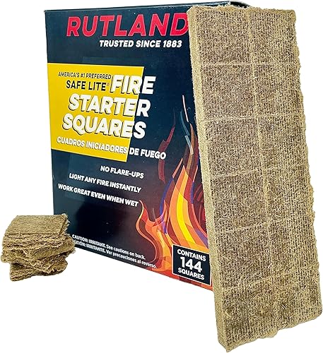 Rutland 50B Safe Lite - Cuadrados de arranque de fuego, 144 cuadrados