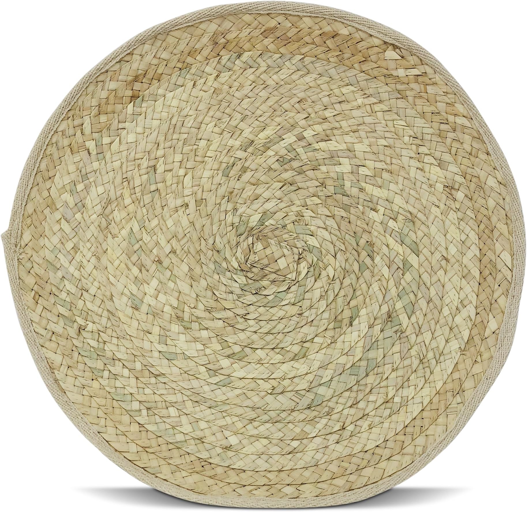 Placemats Table Mats Dining Round Hand Woven 14" Dinner Place Mats for Kitchen Tables Set of 4 Pack Farmhouse Rustic Boho Rattan Wicker Wood Tablemats Natural Large Placemat Art (Hand Braided)