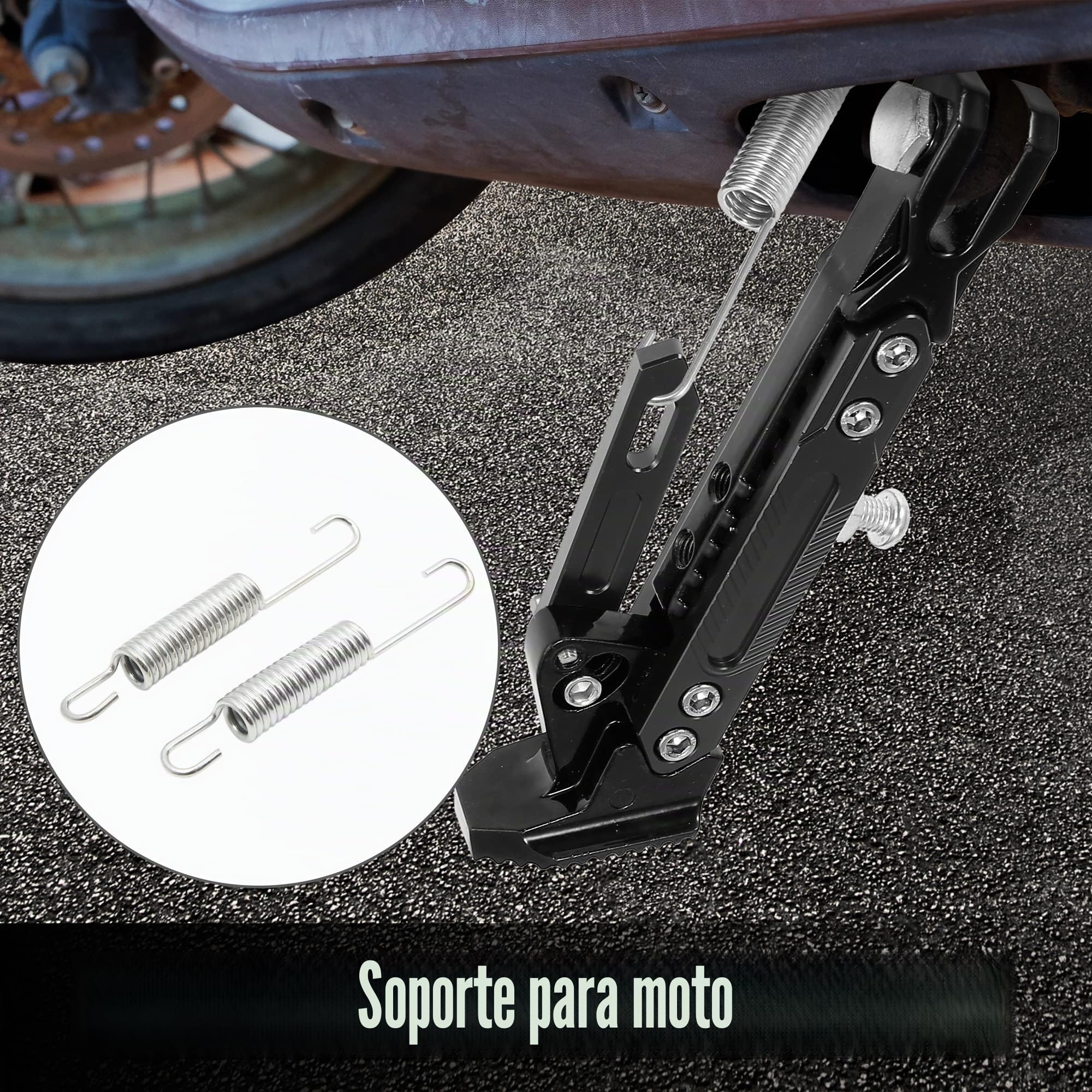 sourcing map 2Pcs Muelles para Caballete Lateral Plateado para Moto Gn125 | Color Plateado, Material Metal, Para Bicicletas Y Motos, Reemplazo Pie Apoyo Roto, Fácil Instalación