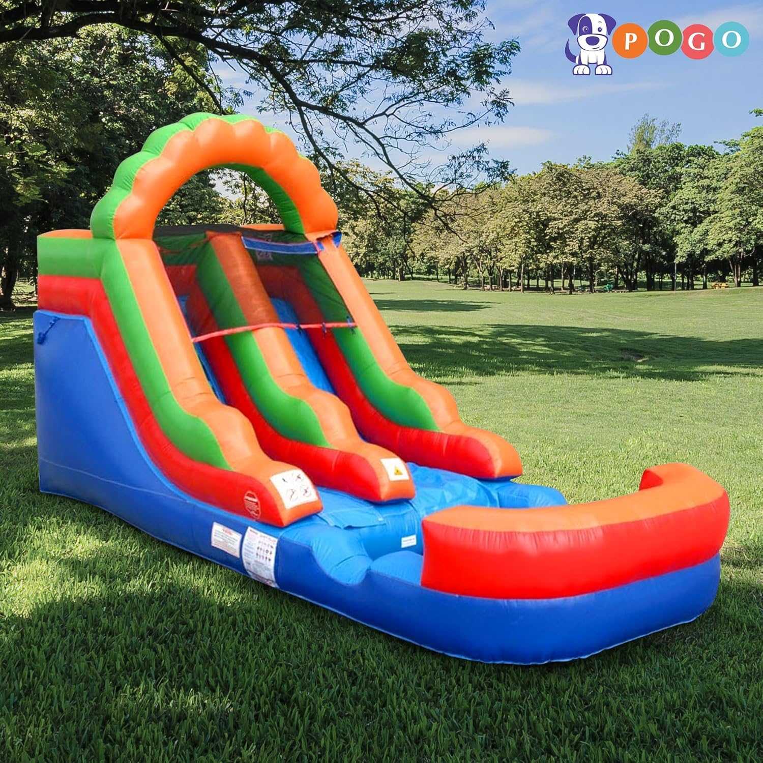 Crossover Inflatable Water Slide for Kids with Blower, 21 x 9 x 12 Foot Backyard Inflatable Waterslide, Rainbow Slide with Splash Pool for Outdoor Summer Fun with Stakes and Storage Bag - 12 Feet Tall