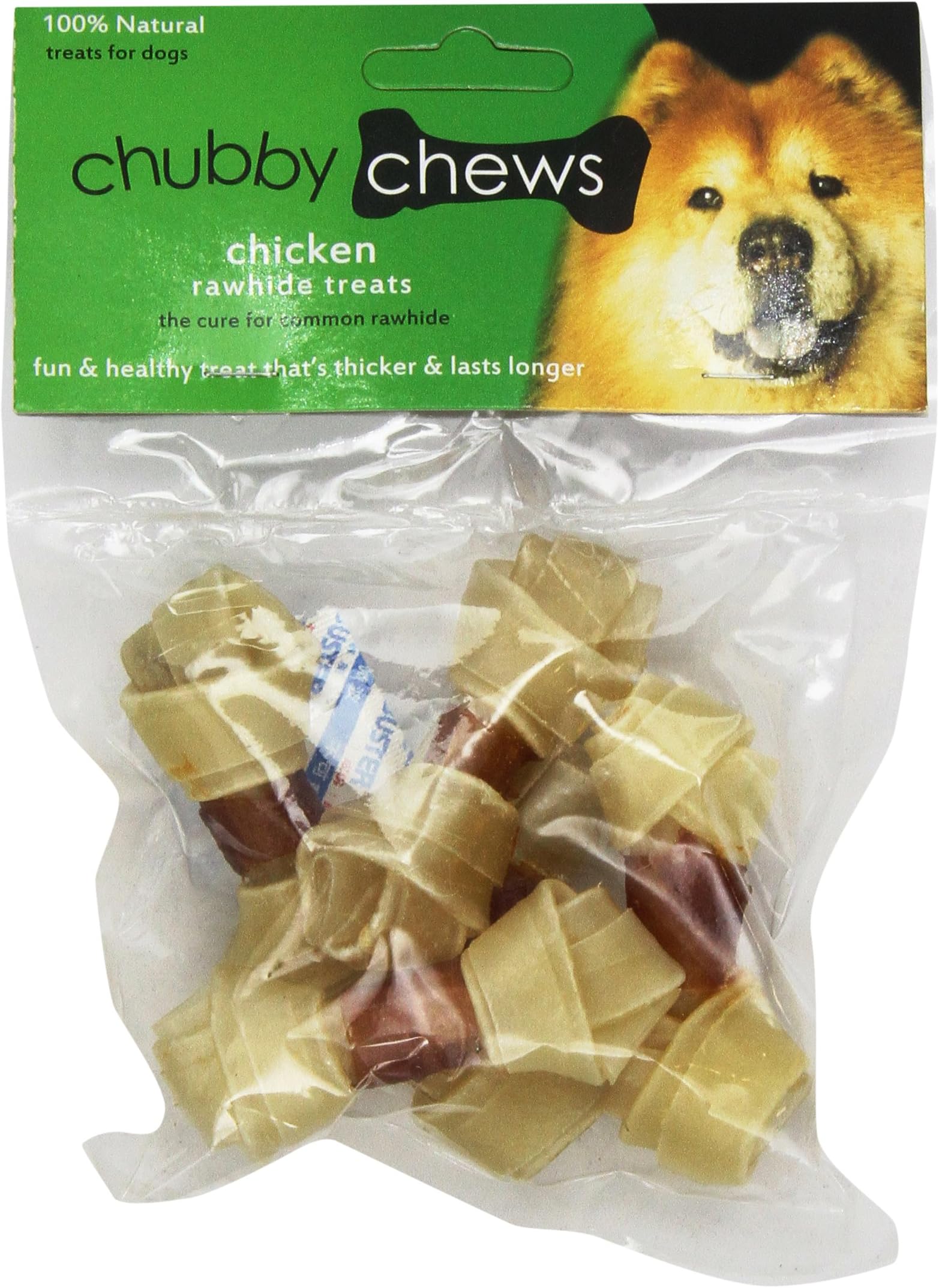 2-1/2-Inch Premium Rawhide Knotted Bone Wrapped With Real Chicken, Natural Brown Shade, 5-Piece Per Bag