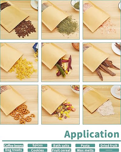 Miniatura 4 de FireKylin 100 bolsas de papel kraft con ventana, bolsas de pie de 6.3 x 8.6 pulgadas, bolsas de almacenamiento de alimentos con cierre de cremallera