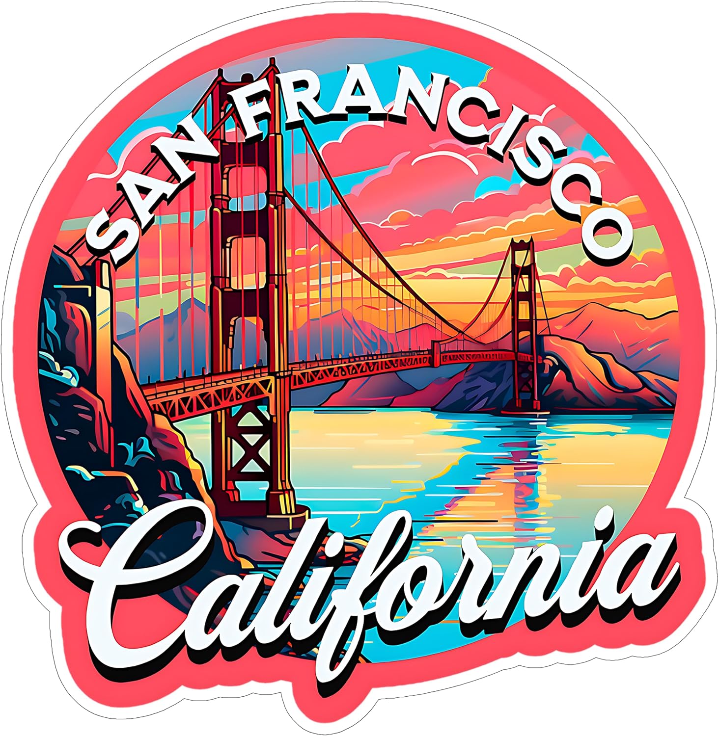San Francisco California Sticker 4 Inch Travel Souvenir City Destination - Waterproof Vinyl Decal for Laptop Water Bottle Car Tumbler - Durable Aesthetic Long-Lasting Stickers for Adults ID44990