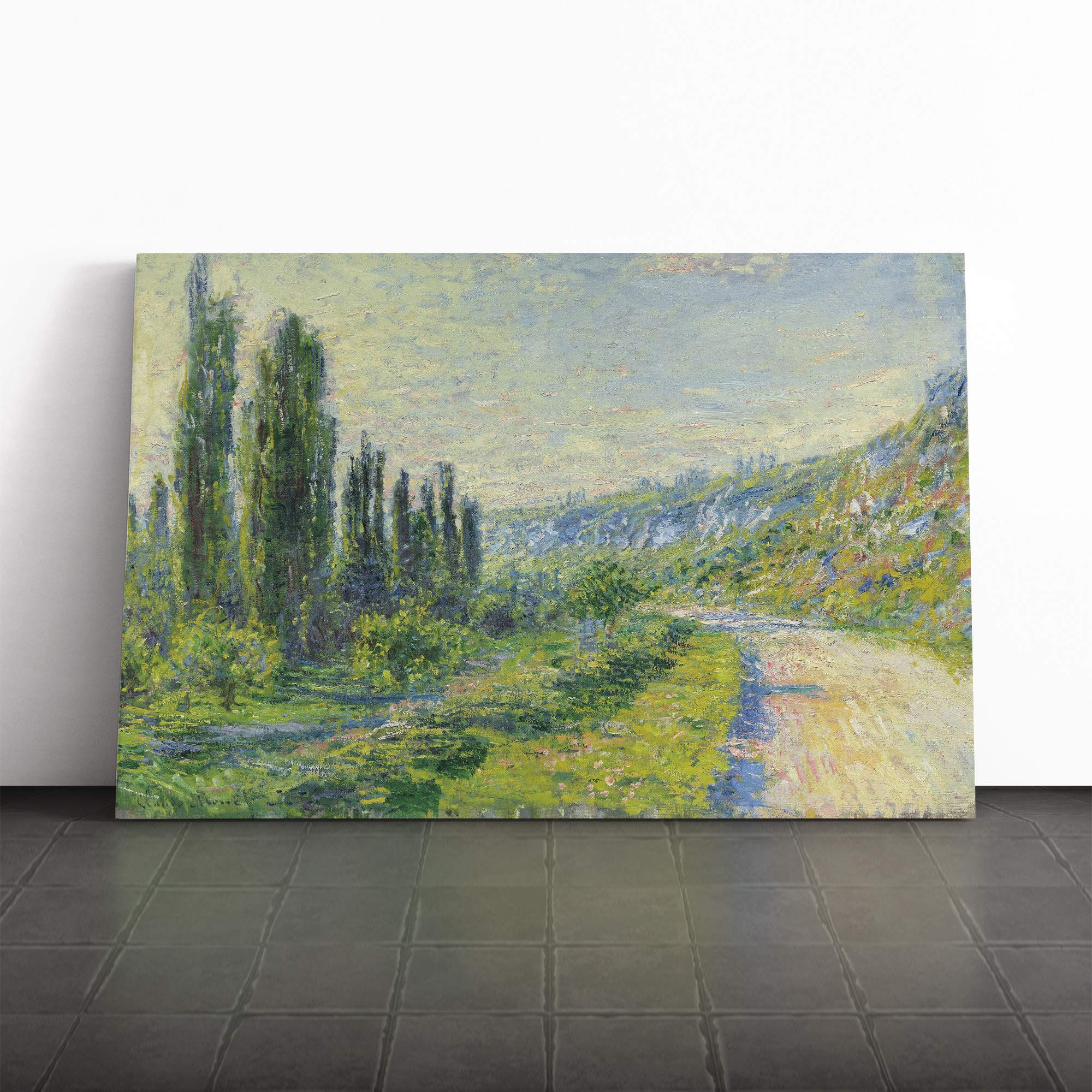 Claude Monet Lane in The Country Canvas Print | Gallery Wrapped 30mm Frame Wall Art | 24x16 inches | Ready to Hang | Modern Picture | Living Room Bedroom Lounge Office