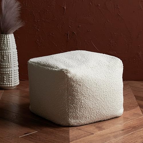 Safavieh Couture Collection Samuels Ivory Boucle Puf cuadrado otomano (totalmente montado)