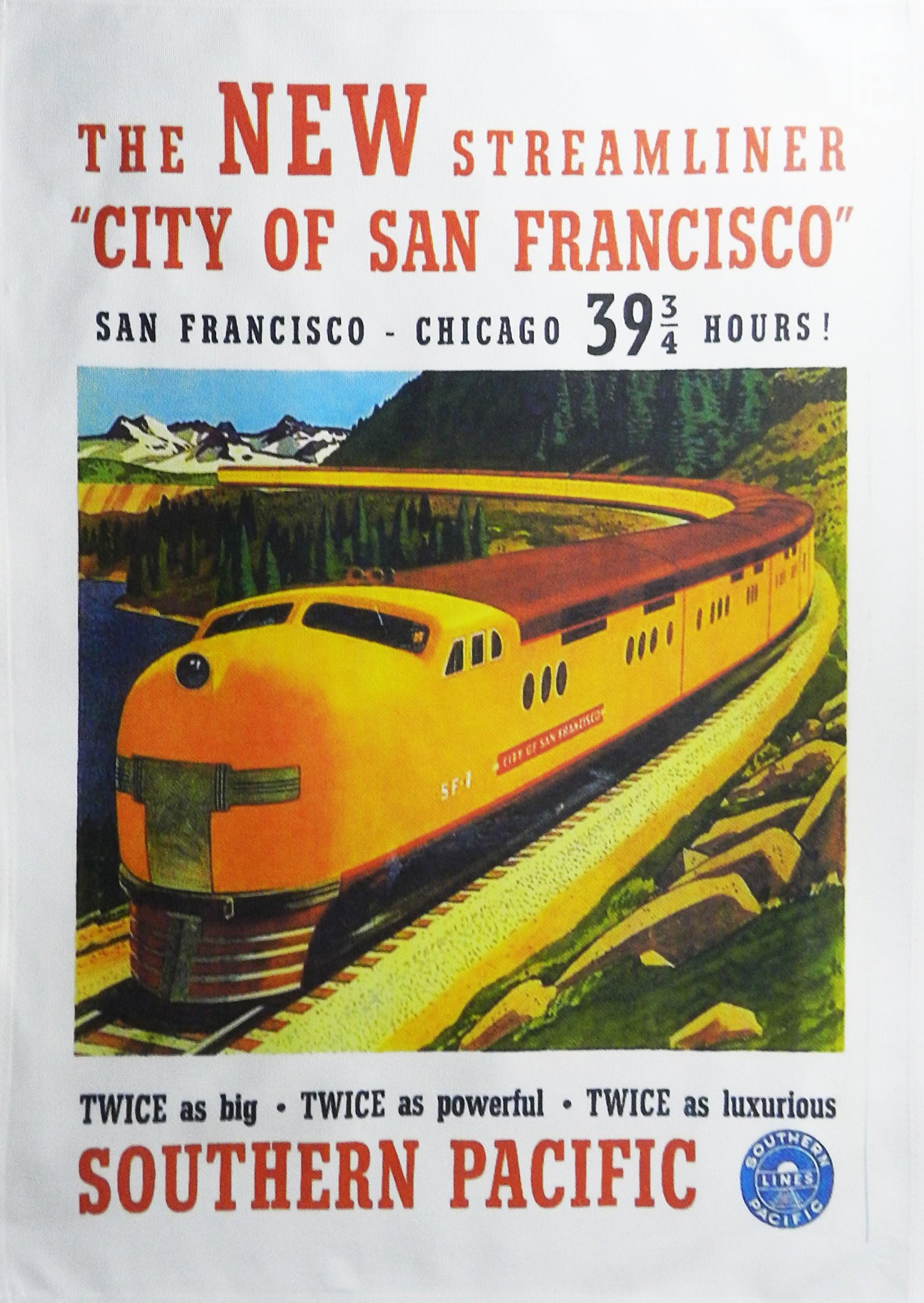 Half a DonkeySan Francisco - The Southern Pacific Train Line - Vintage Style Travel Poster Large Cotton Tea Towel