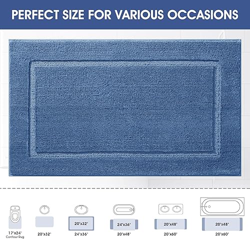 Miniatura 2 de Alfombras de baño de 32 x 20 pulgadas, microfibra gruesa y absorbente extra suave, parte trasera antideslizante, secado rápido, lavable a máquina,