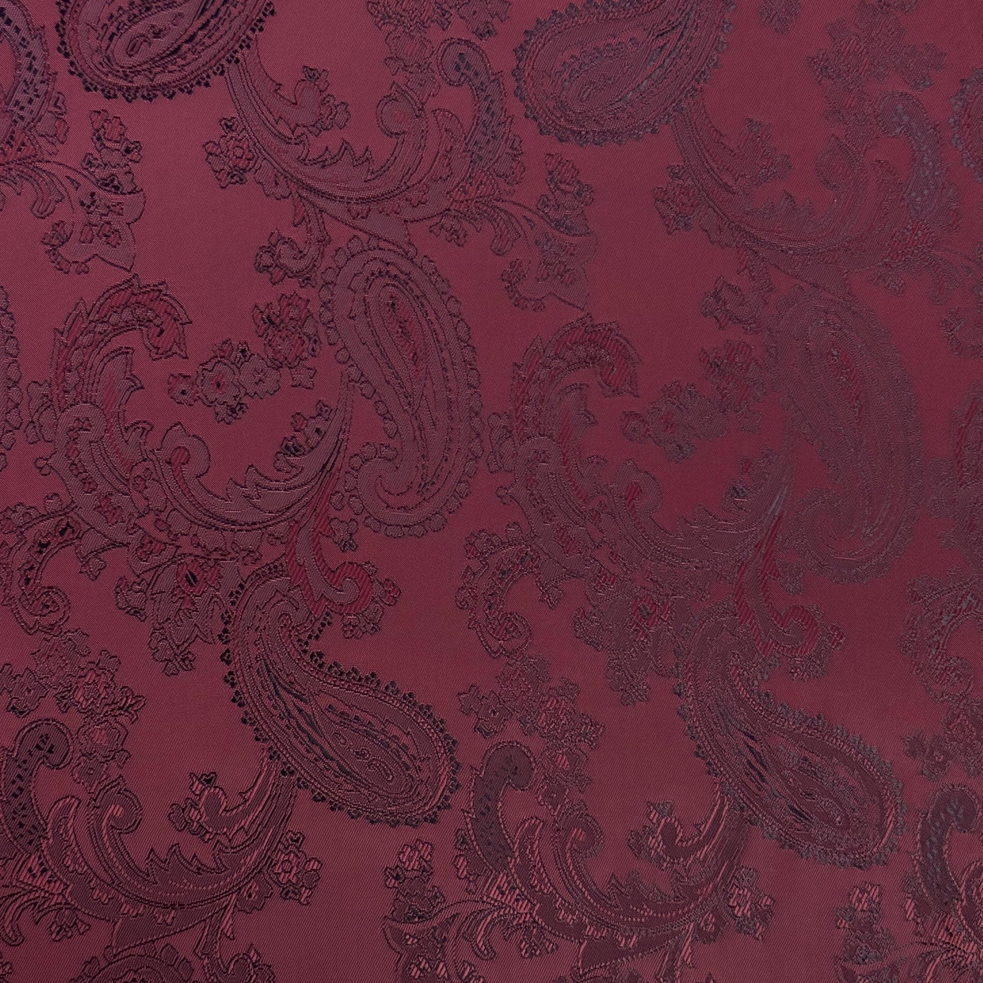 Paisley Jacquard Fabric Polyester Lining Material, Decorative Pattern Fabric for Dresses, Suit Lining, Curtains & Upholstery | 48" - 147 cm Wide (per Metre, Wine)