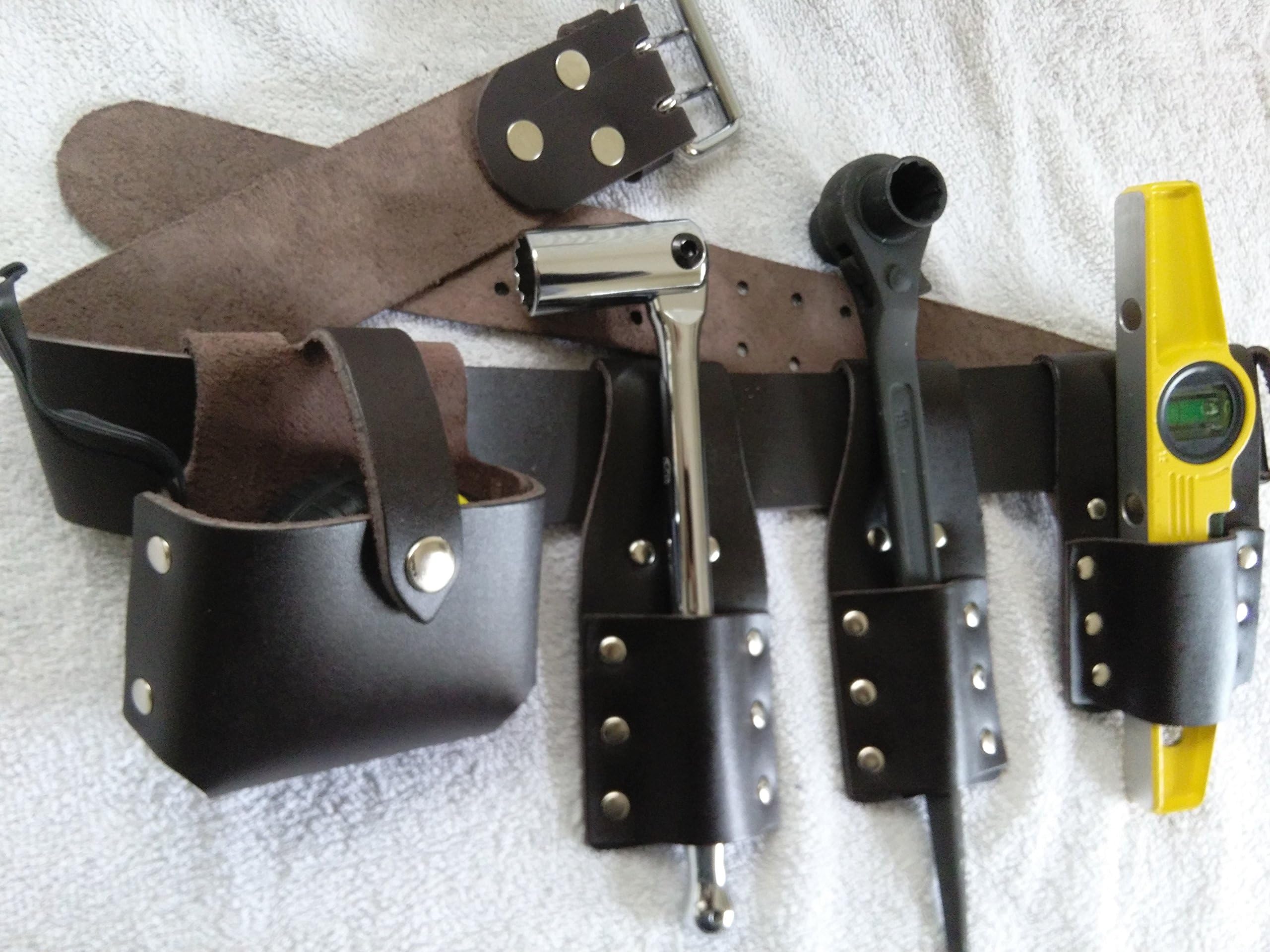 Scaffolding Thick Brown Leather Toolset Belt with Top Quality Tool Set