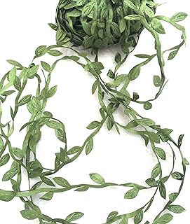 Levylisa Olive Leaf Vine Ribbon - 21.8 Yards, DIY Wedding Bouquet, Crown, Napkin Rings, Balloon Tail, Garland