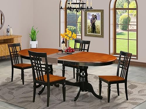 Miniatura 2 de East West Furniture pvlg5-bch-w 5piece Juego de mesa de cocina con uno plainville mesa y cuatro sillas de comedor en negro  Cereza Acabado