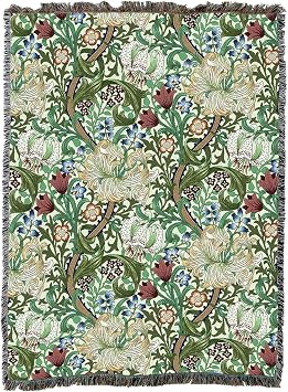 Pure Country Weavers William Morris Golden Lily Blanket XL - Arts & Crafts - Gift Tapestry Throw Woven from Cotton - Made in the USA 82x62