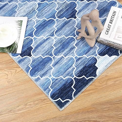 Miniatura 3 de Alfombra marroquí moderna lavable a máquina de 5 x 7 pies, para sala de estar, dormitorio, geométrica, contemporánea, antideslizante, resistente a