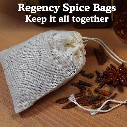 Miniatura 2 de Regency Wraps Bolsa con cordón 100% algodón, bolsas para guardar especias a granel, té, popurri y joyas, mini bolsas 100% algodón, 3 x 4 pulgadas,
