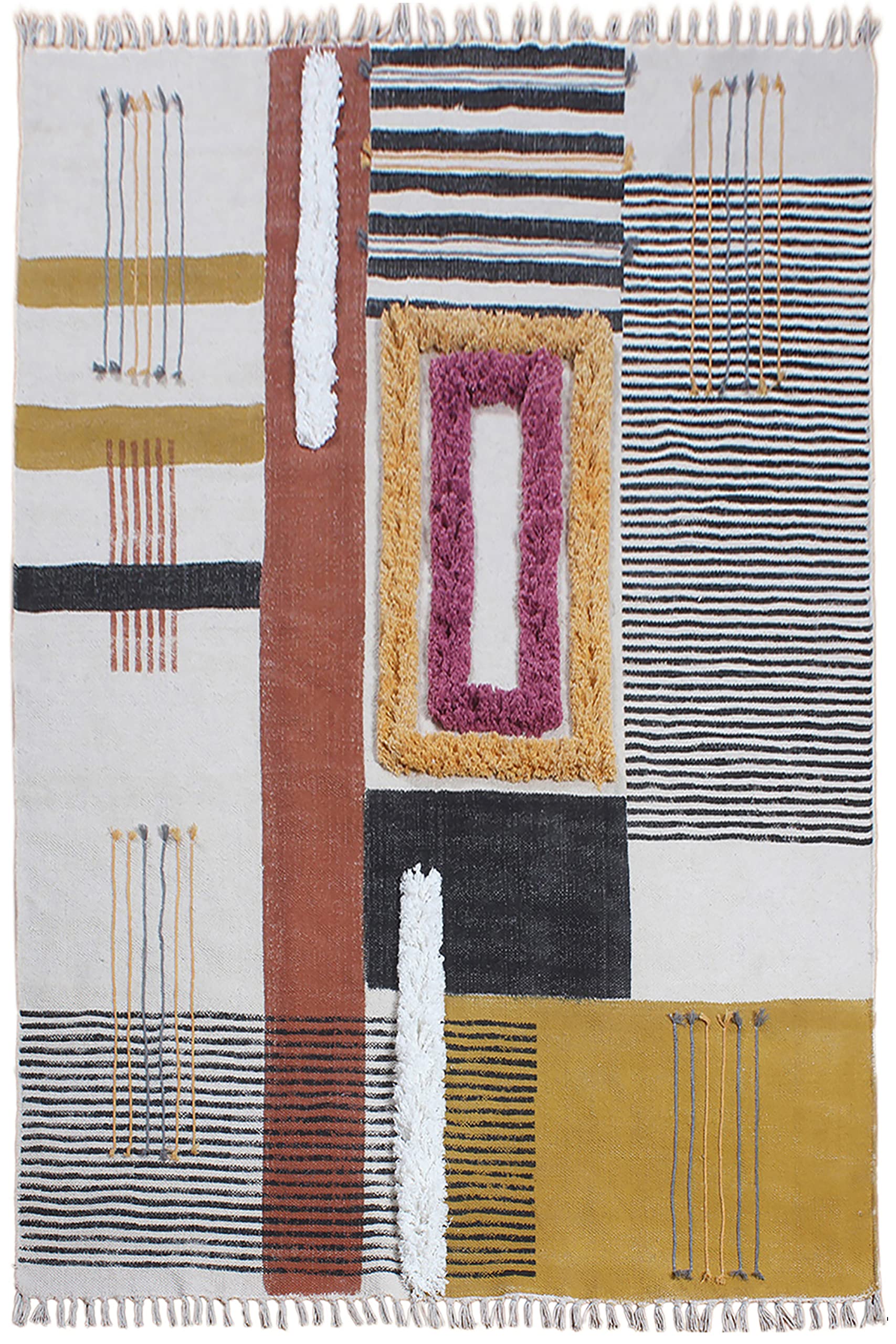 CASAVANI Handmade Area Rugs Cotton Dhurrie Hand Block Printed Multi Color Boho Kilim Bedroom Rug Flat Weave Dhurrie Rug Indoor/Outdoor Rugs for Bedroom Room 12x18 Feet