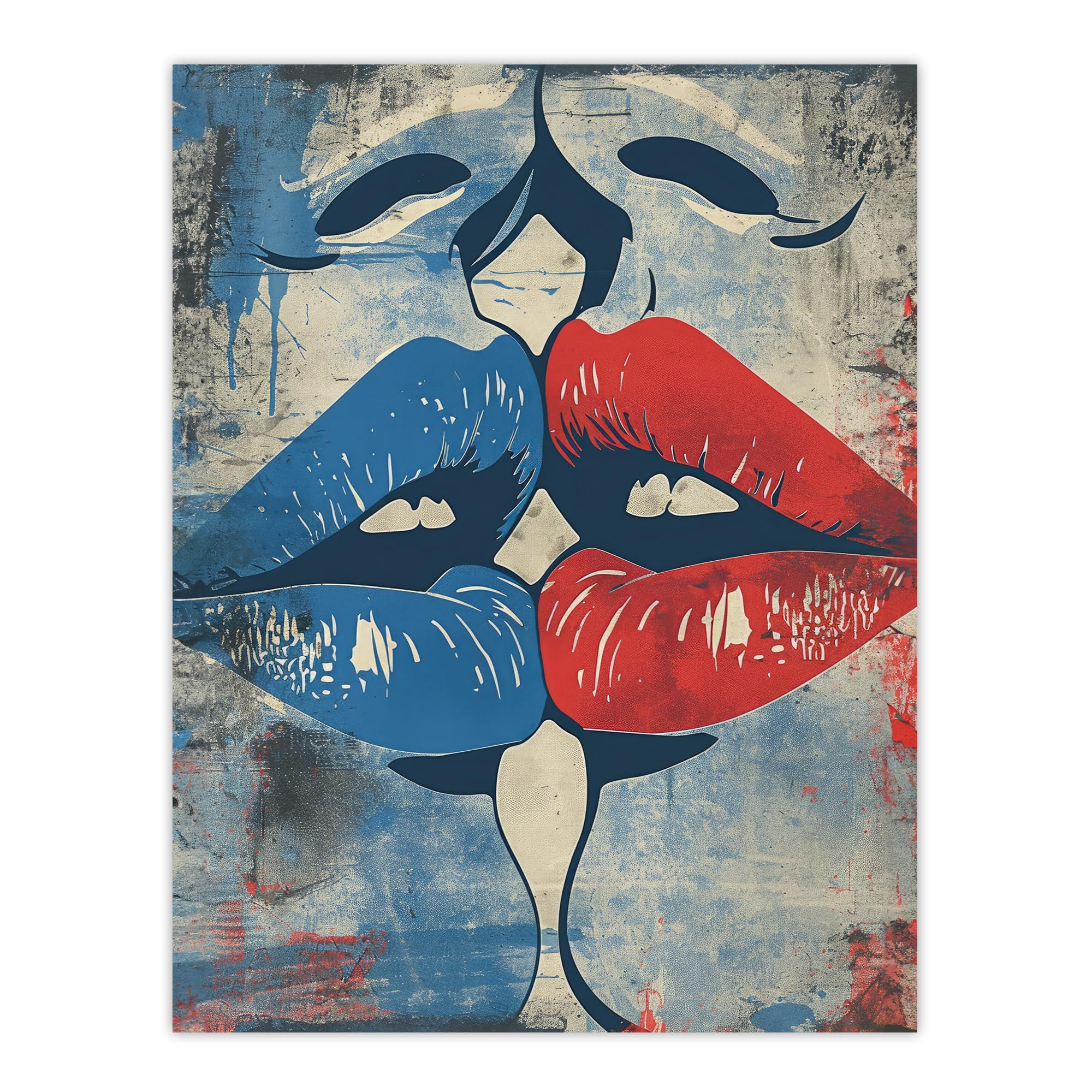 Artery8 Pop Art Kiss Cartoon Pride LGBT Red Blue Love For Living Room Extra Large XL Wall Art Poster Print