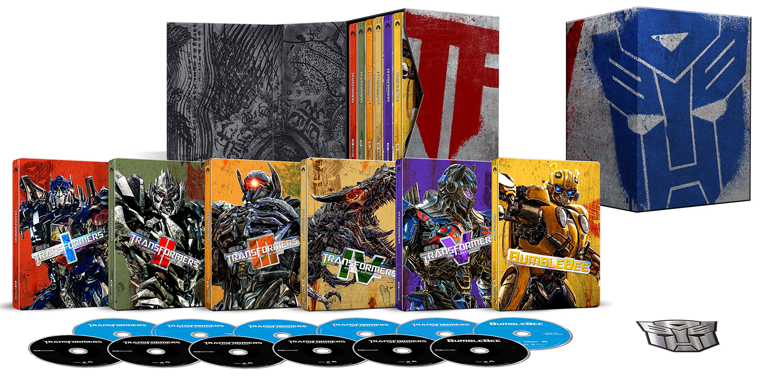 Transformers 6-Movie Collection (Steelbook) (4K UHD + Blu-ray): Transformers, La Venganza de los Caidos, El Lado Oscuro de la Luna, La Era de la Extincion, El Ultimo Caballero, Bumblebee