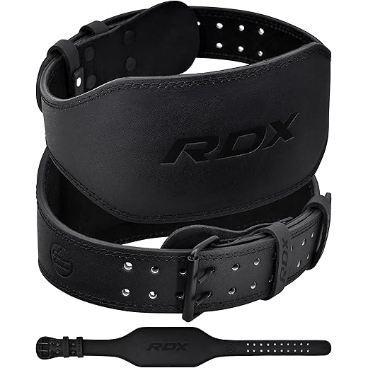 RDX Weight Lifting Belt Gym Fitness, Cowhide Leather, 4” 6” Padded Lumbar Back Support, 10 Adjustable Holes, Weightlifting Powerlifting Bodybuilding Deadlift Squat Workout Strength Training, Men Women