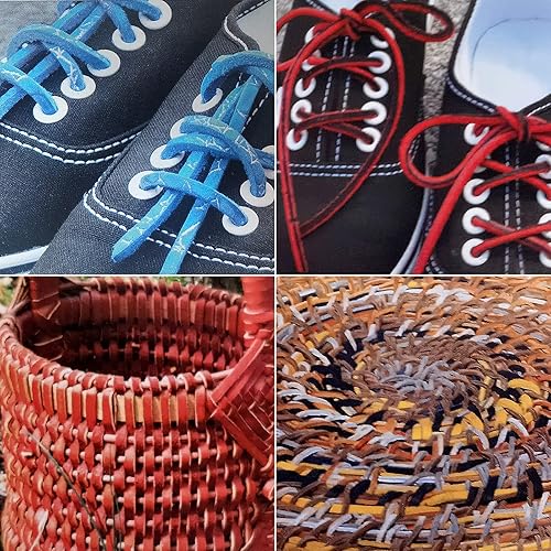 Miniatura 5 de TeeLiy Cordón plano de cuero genuino de 0.118 pulgadas, cuerda de cuero trenzado para fabricación de joyas, cordones de cuero para zapatos, artes y