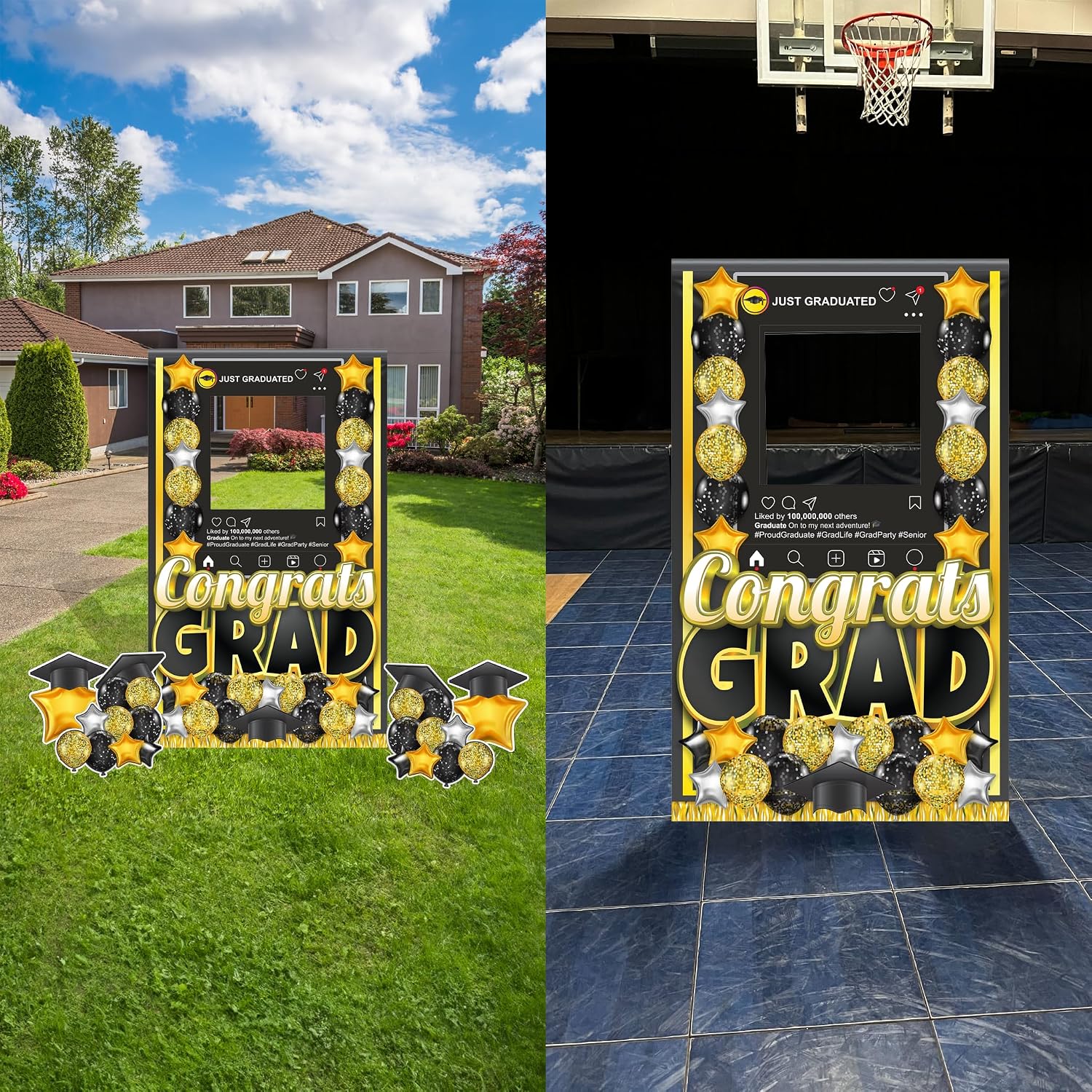 VictoryStore Jumbo Graduation Standup Photobooth Frame 5FT Tall by 3FT Wide, Outdoor Gradation Yard Sign or Indoor Graduation Party Decoration, 5 Pieces (Yellow)