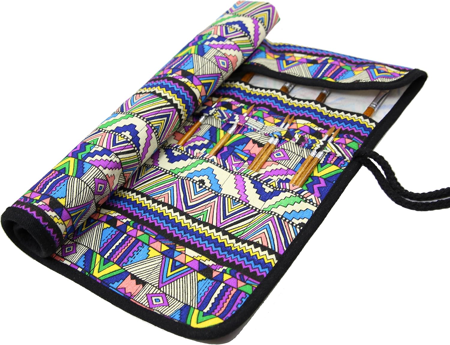 20 Pockets Art Paint Brushes Case Roll Up Pen Holder Canvas Pouch Bag (Bohemia)