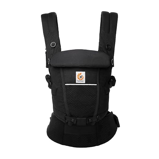 Ergobaby Mochila Portabebé ergonómica Adapt Malla SoftFlex, para recién nacidos, 3 posiciones de transporte, Onyx Black (BCASFMONYX)