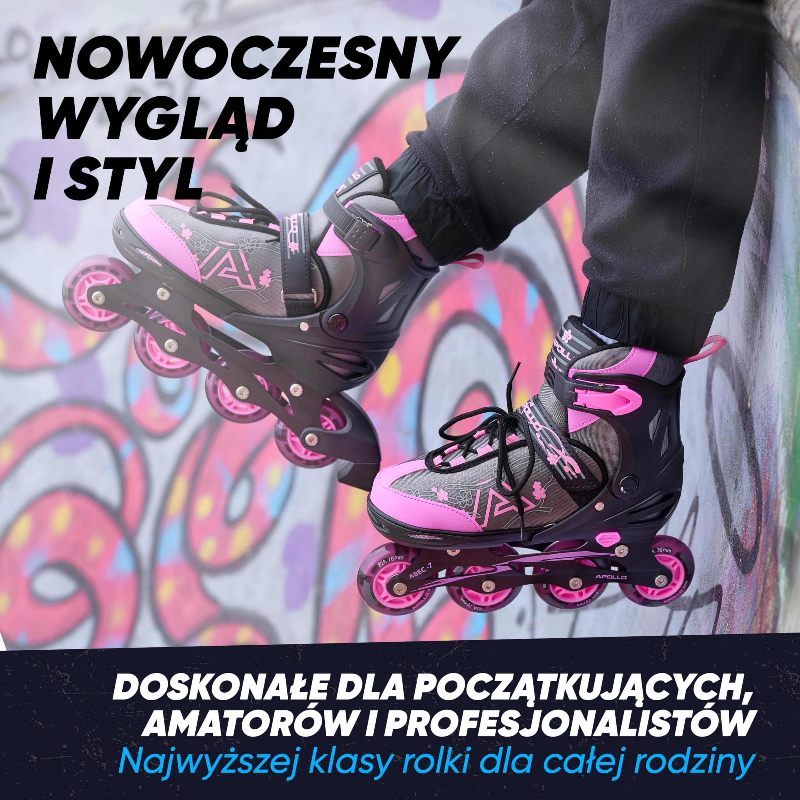 Apollo Champion - Regulowane rolki - Rolki Damskie i Męskie od Rozmiaru 31 do 42, Wysokiej Jakości Łyżworolki dla Dzieci i Dorosłych z Kółkami LED | Łyżworolki LED z regulacją rozmiaru: łyżworolki dla dzieci, chłopców, dziewcząt, kobiet i mężczyzn