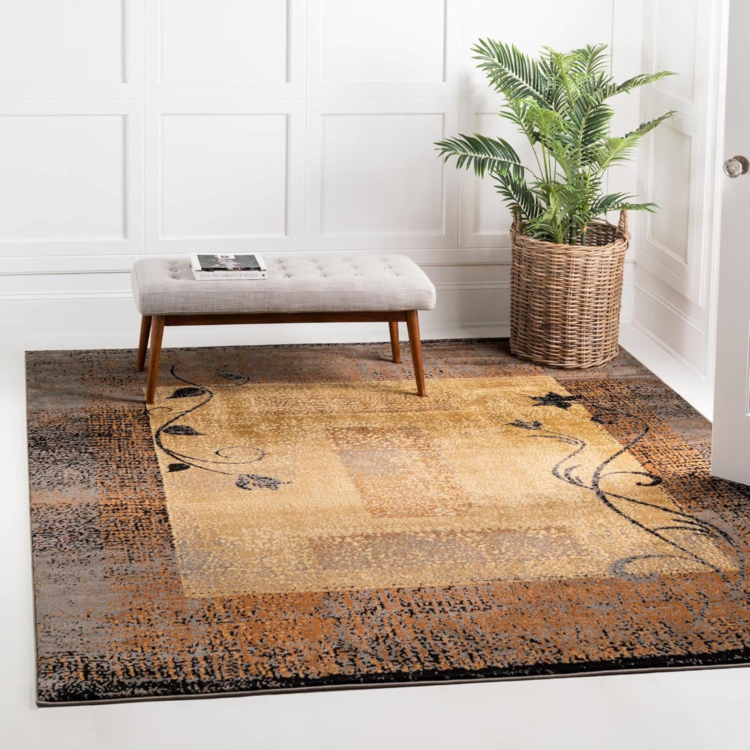 Unique Loom Barista Collection Area Rug - Excelsa (2' 2" x 10' Runner, Beige/Brown)