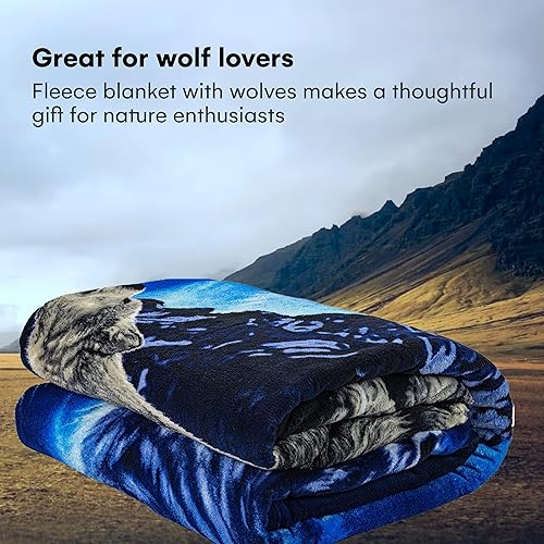 Miniatura 7 de Dawhud Direct Celestial Wolf - Manta de vellón para cama, 75 x 90 pulgadas, manta celestial tamaño queen para mujeres, hombres y niños, manta de
