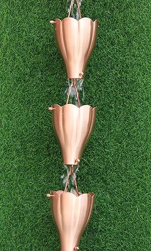 Miniatura 9 de Kam Inicio XL Copas de aluminio festoneadas Cadena de lluvia (8.5 pies) (cobre)