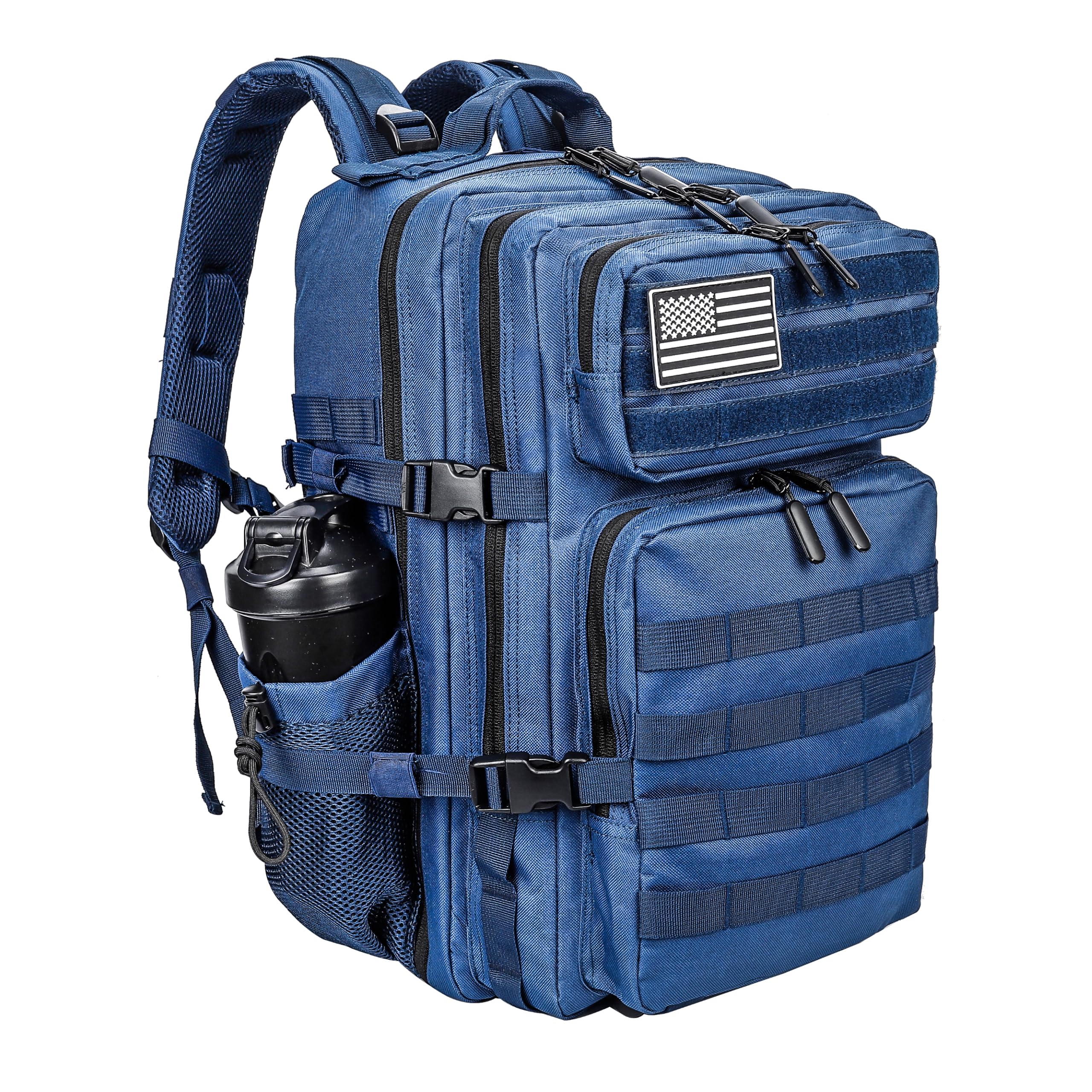 LHI Military Tactical Backpack for Men and Women 45L Army 3 Days Assault Pack Bag Large Rucksack with Molle System - Blue