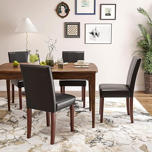 Miniatura 3 de Soohow Juego de 4 sillas Parson tapizadas para mesa de cocina de imitación sin brazos para habitación interior con patas de madera maciza, 4