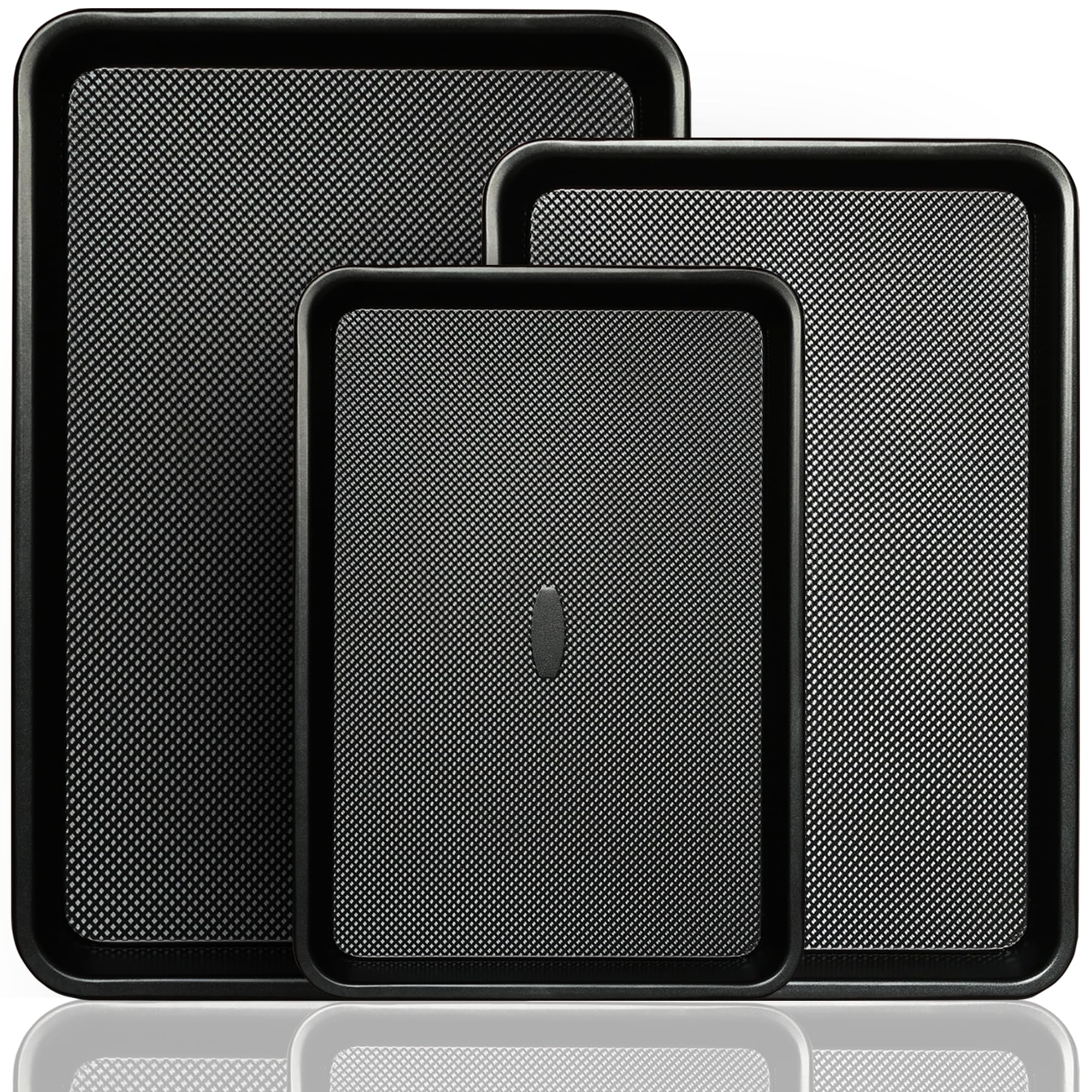 Large Baking Sheet Set of 3, UUKRAVE Cookie Sheets For Baking Non Toxic with Diamond Non Stick Base, PFAS/PTFE/PFOA-Free, Half/Quarter/Jelly Roll Pans