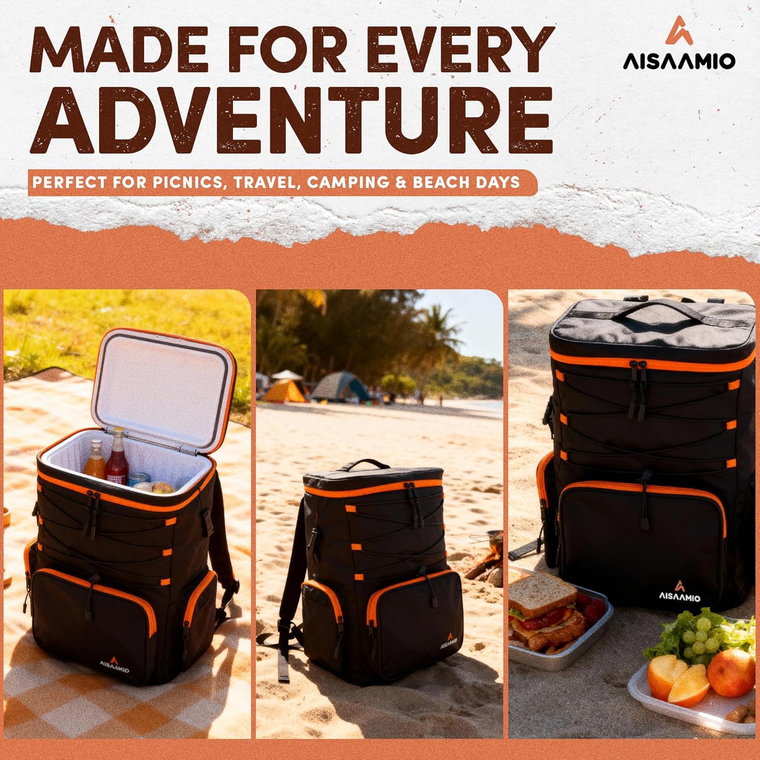 Large Cooler Backpack Insulated Waterproof – Backpack Coolers Insulated Leak Proof for Men & Women – Waterproof Soft Backpack Cooler for Beach, Camping, Travel & Hiking – Holds up to 50cans - Image 6