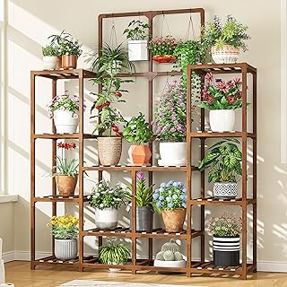 EnHomee Plant Stand Indoor Wood Plant Stand Outdoor Tiered Plant Shelf f...