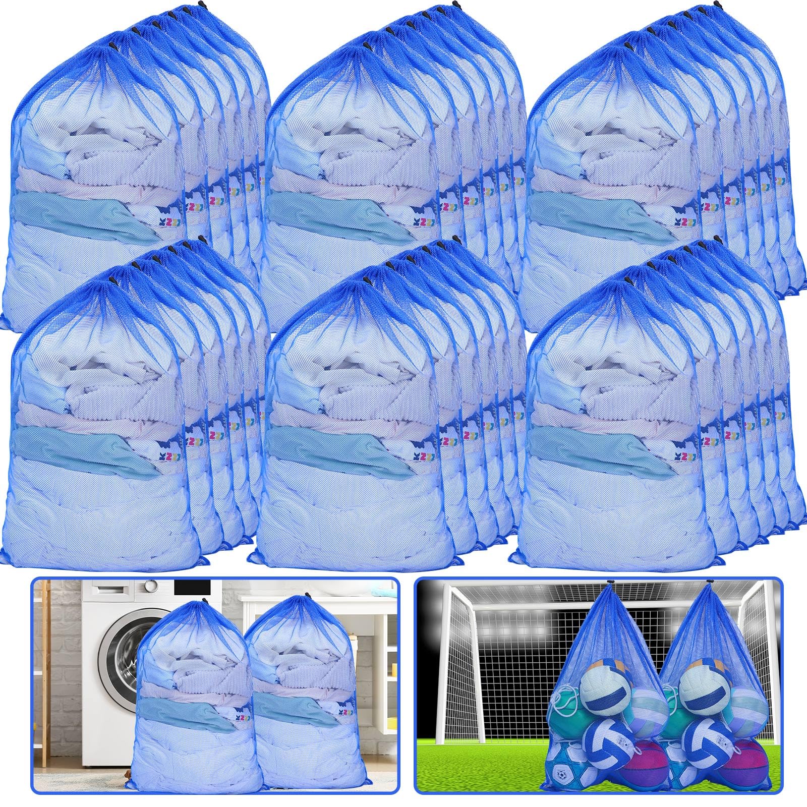 Berlune Paquete de 30 bolsas de malla grandes de 24 x 36 pulgadas para lavandería, bolsas de lavado, material de malla resistente cerrado con cordón, fábrica, universidad, dormitorio, viajes y