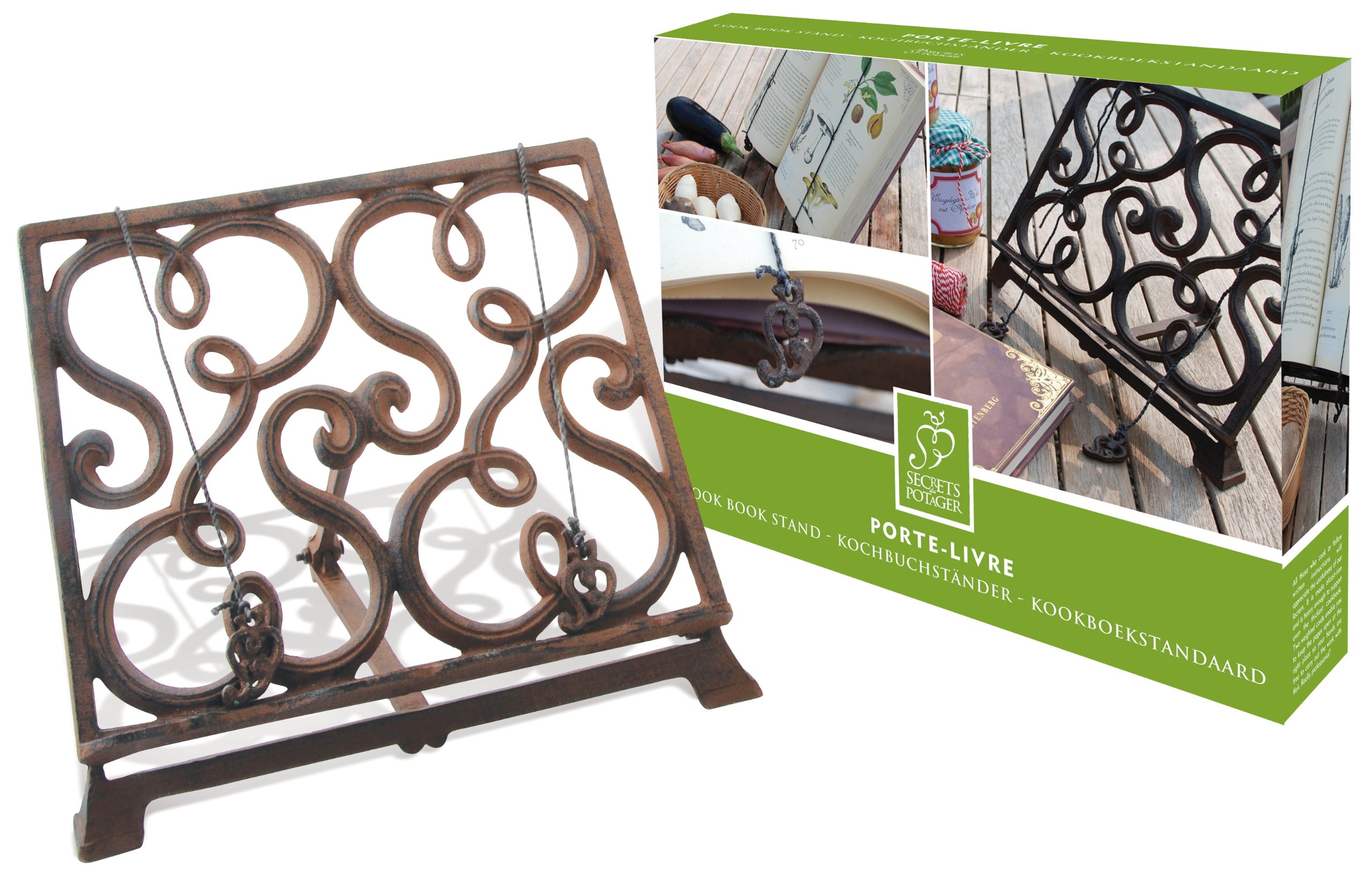 Esschert Design 8032 - Supporto per libri di cucina (finitura rustica)