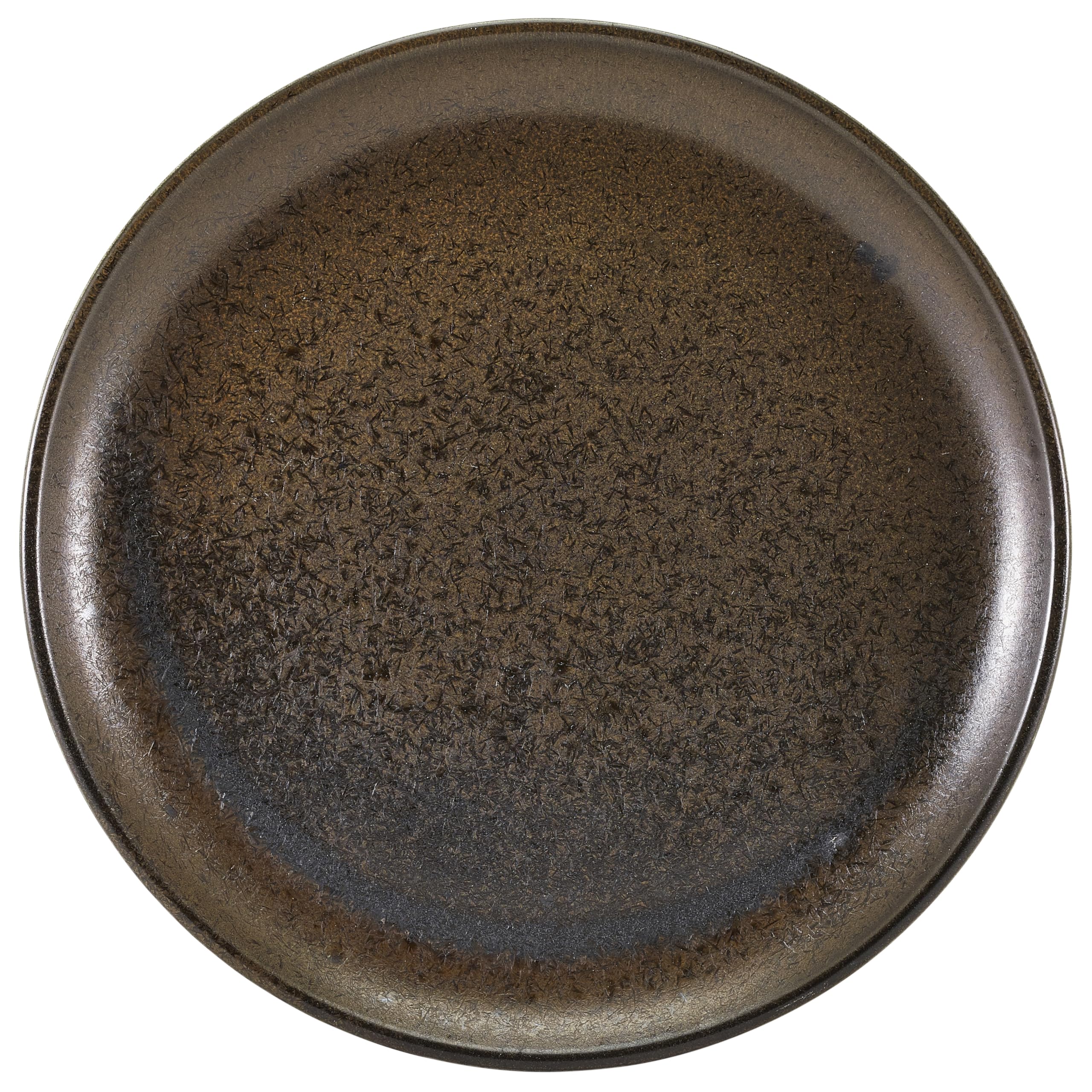 Service de table noir Genware Terra avec 6 grandes assiettes plates en porcelaine