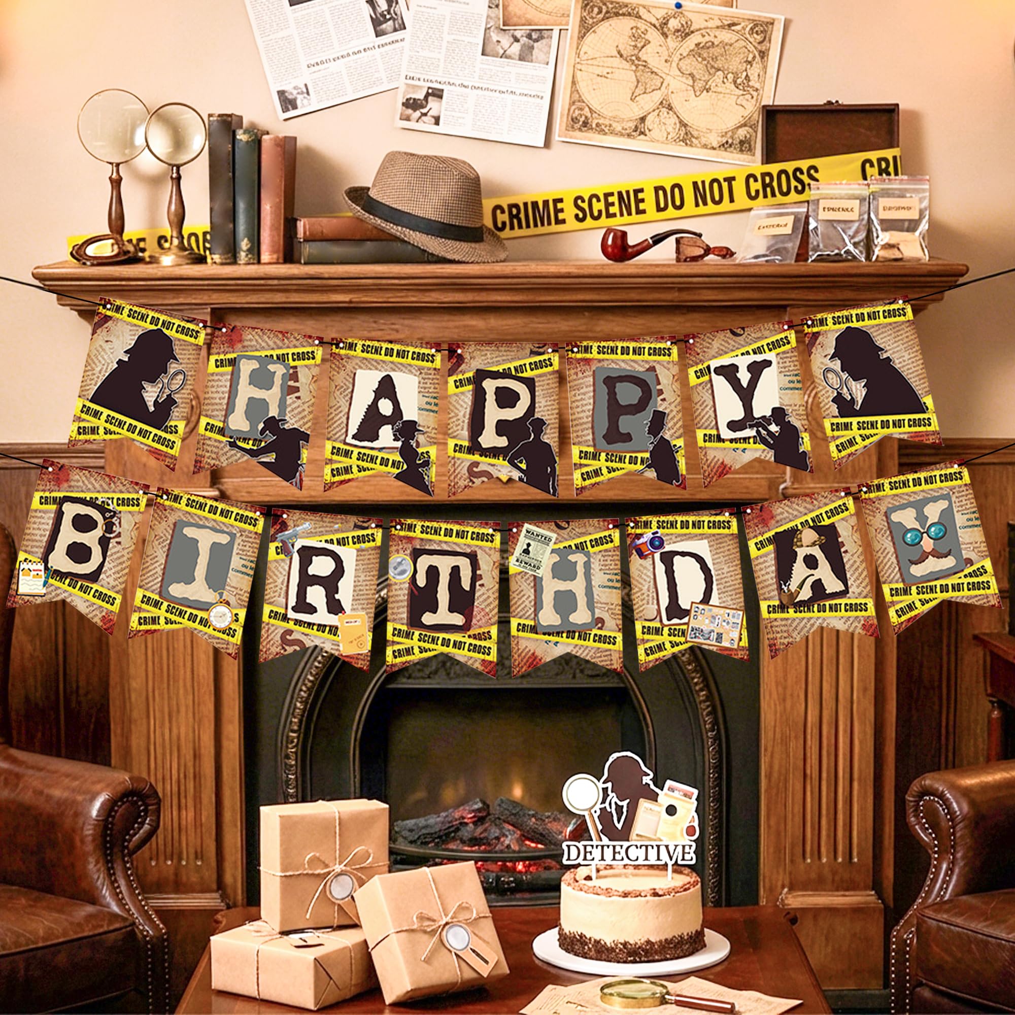 LaVenty Detective Birthday Party Banners Detective Birthday Party Decoration Mystery Sign Banner Garland for Mystery Party Secret Spy Theme Birthday Supplies