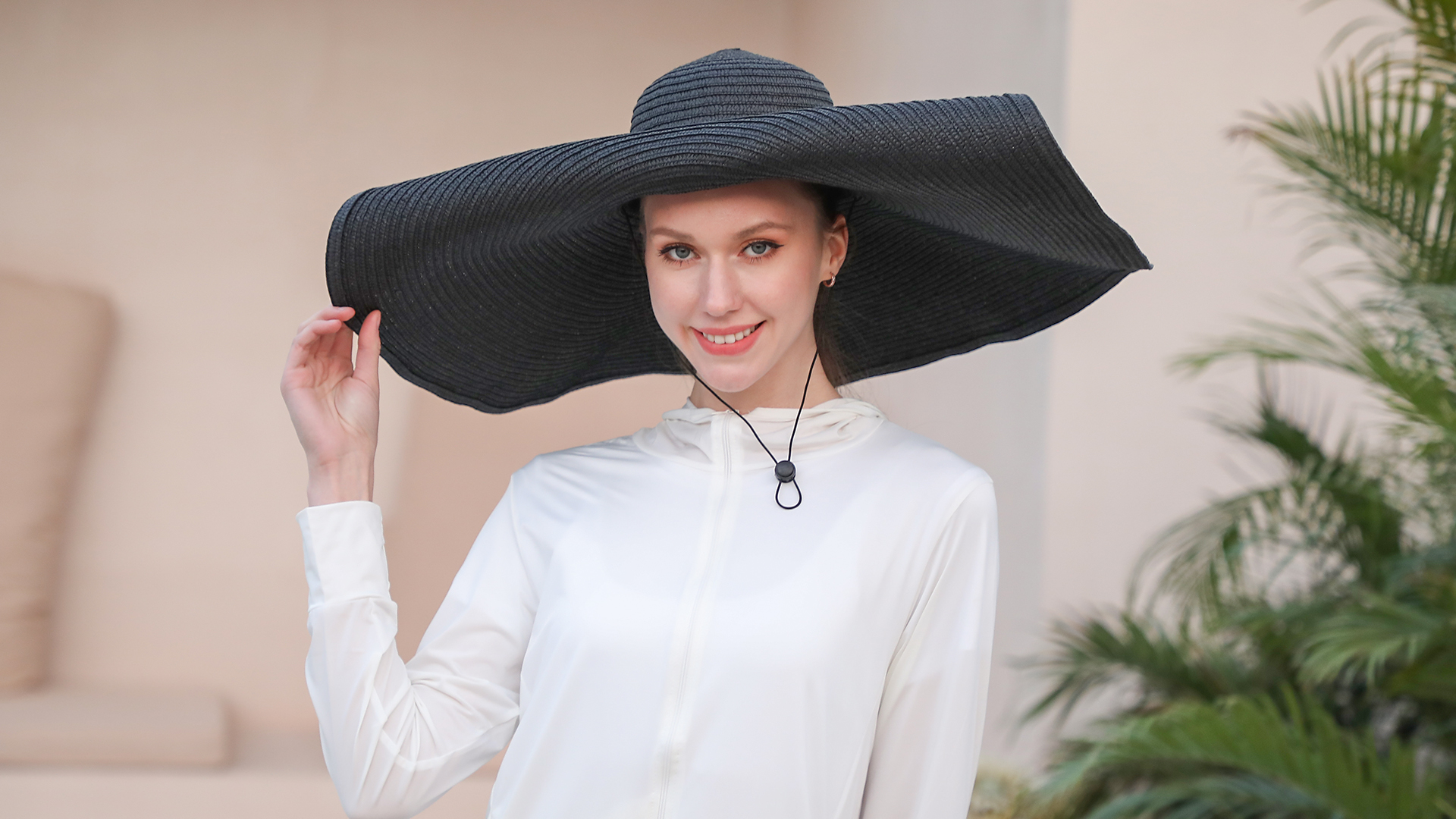 Sombrero de playa grande para mujer con ala ancha miniatura 7