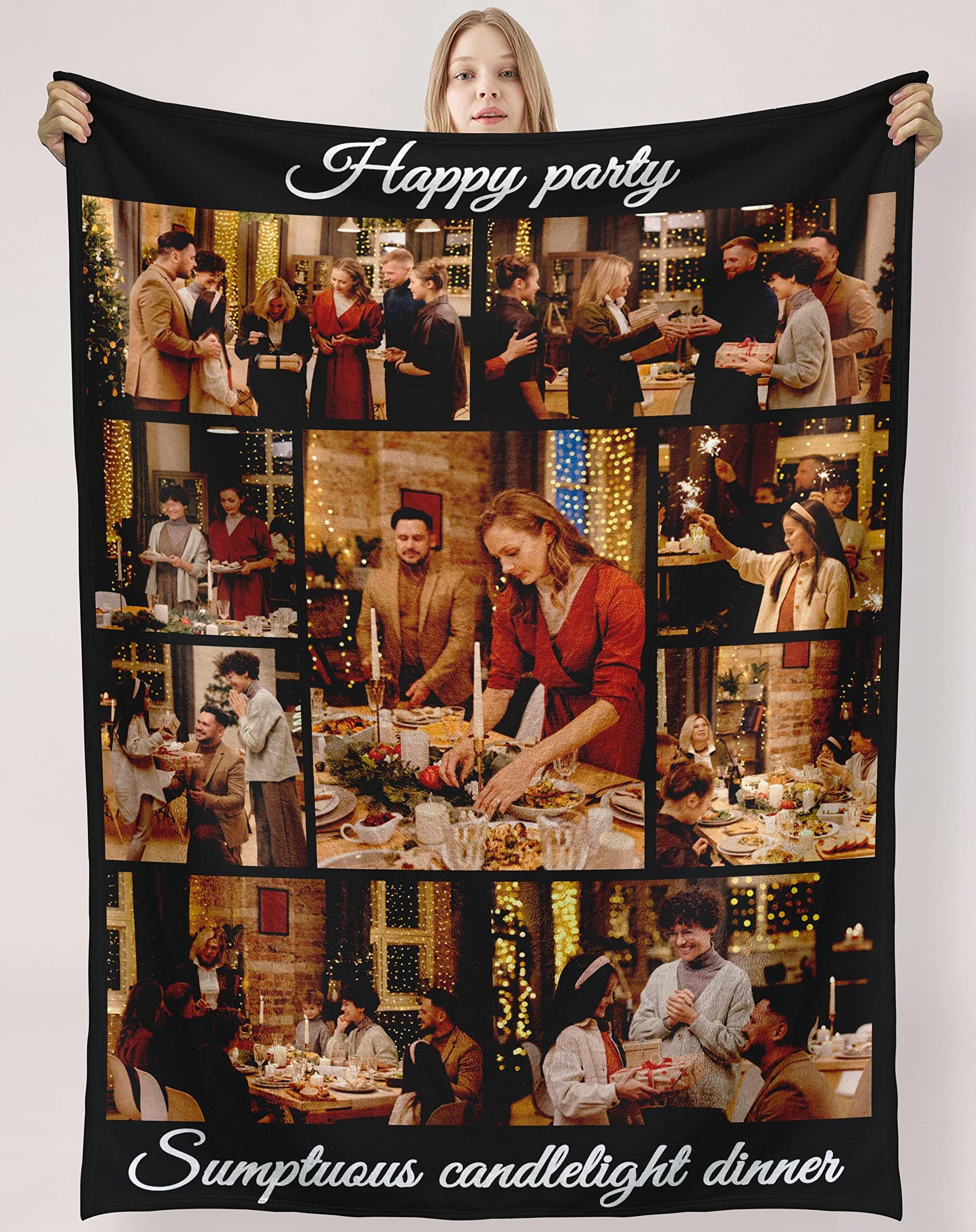 Couverture Personnalisée Avec Vos Photos Et Texte - Flanelle Douce, Tailles Variables, Cadeau Idéal Anniversaire Ou Noël