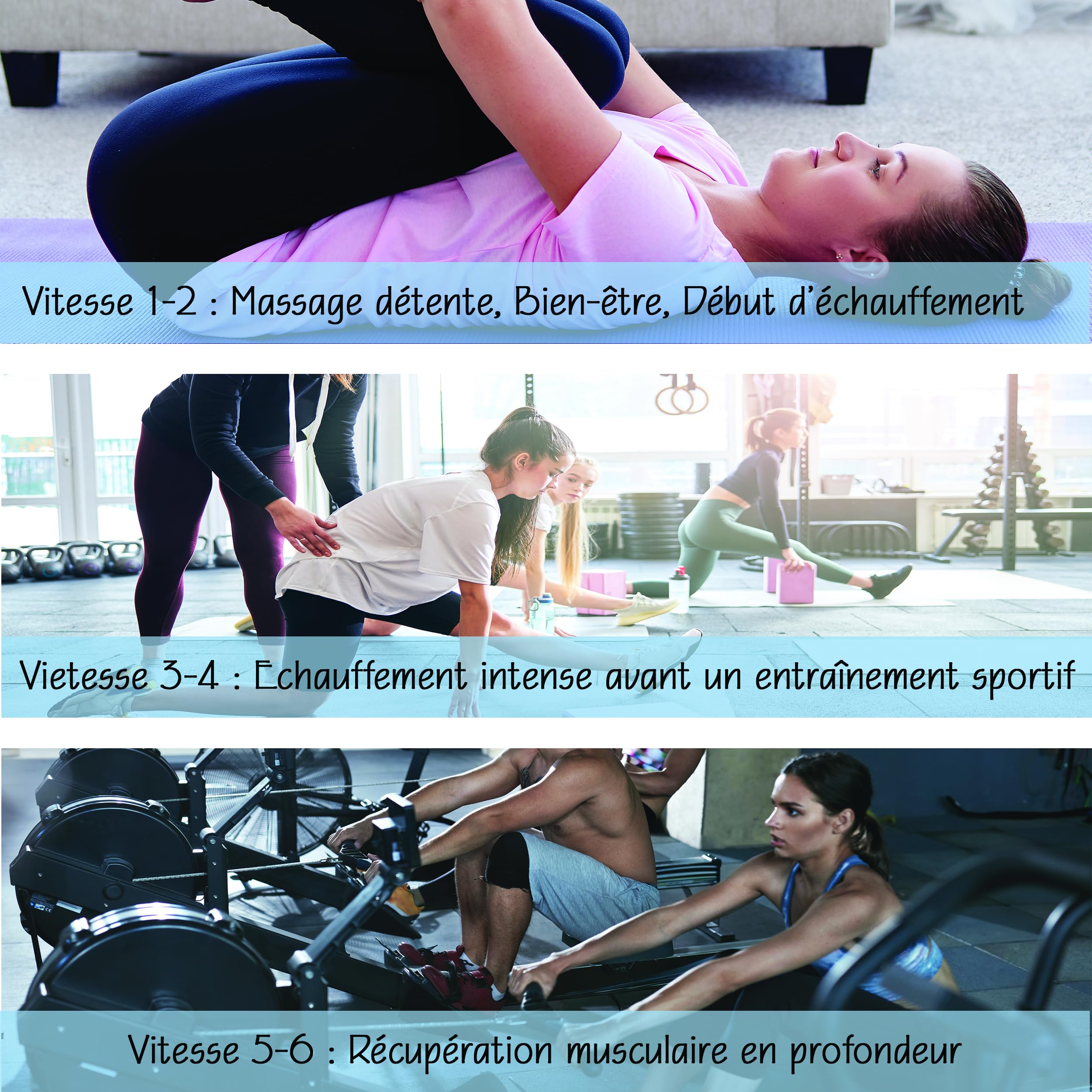 LITTLE BALANCE 8787 Sport Relax, Pistolet de massage, Appareil de massage électrique pour tissus profonds, 4 têtes de massage interchangeables, 6 vitesses, Relaxation, Auto massage, Noir