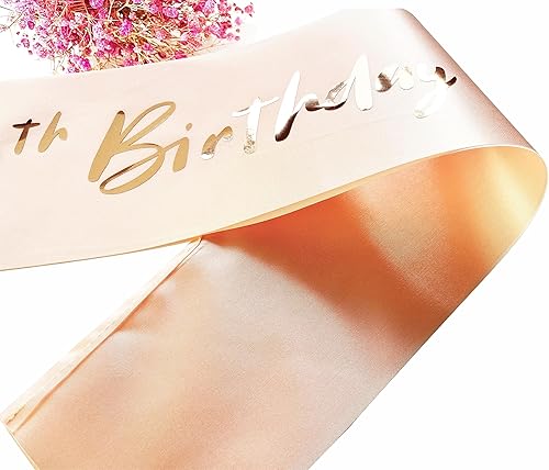 Miniatura 5 de Banda de cumpleaños número 80, banda de cumpleaños número 80, color oro rosa, regalos para niñas y mujeres, suministros de recuerdo de fiesta de