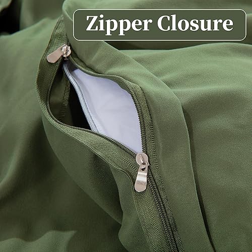 Miniatura 5 de HOMBYS Funda de edredón extragrande King de 120 x 120 pulgadas, funda de edredón de microfibra ultrasuave color verde oliva para todas las