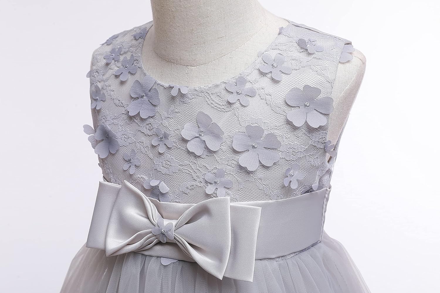 Weileenice Holiday Big/Little Girl Flower Lace A-line Wedding Party Dresses Kids Pageant Birthday Formal Dress