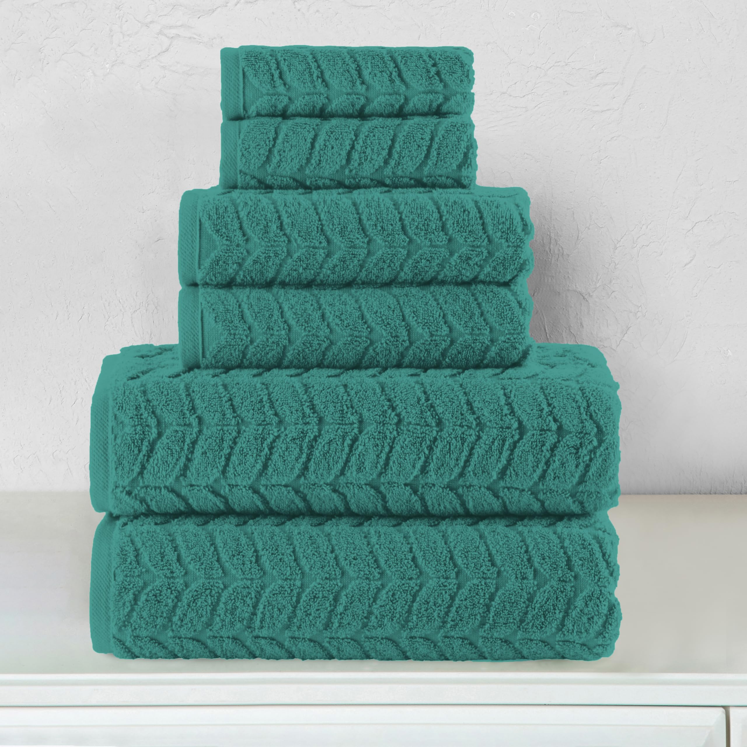 Elegant Comfort Set di 6 asciugamani di lusso in 100% cotone turco jacquard intrecciato di alta qualità alberghiera, morbidi e assorbenti, include 2 asciugamani da bagno, 2 asciugamani e 2 salviette,