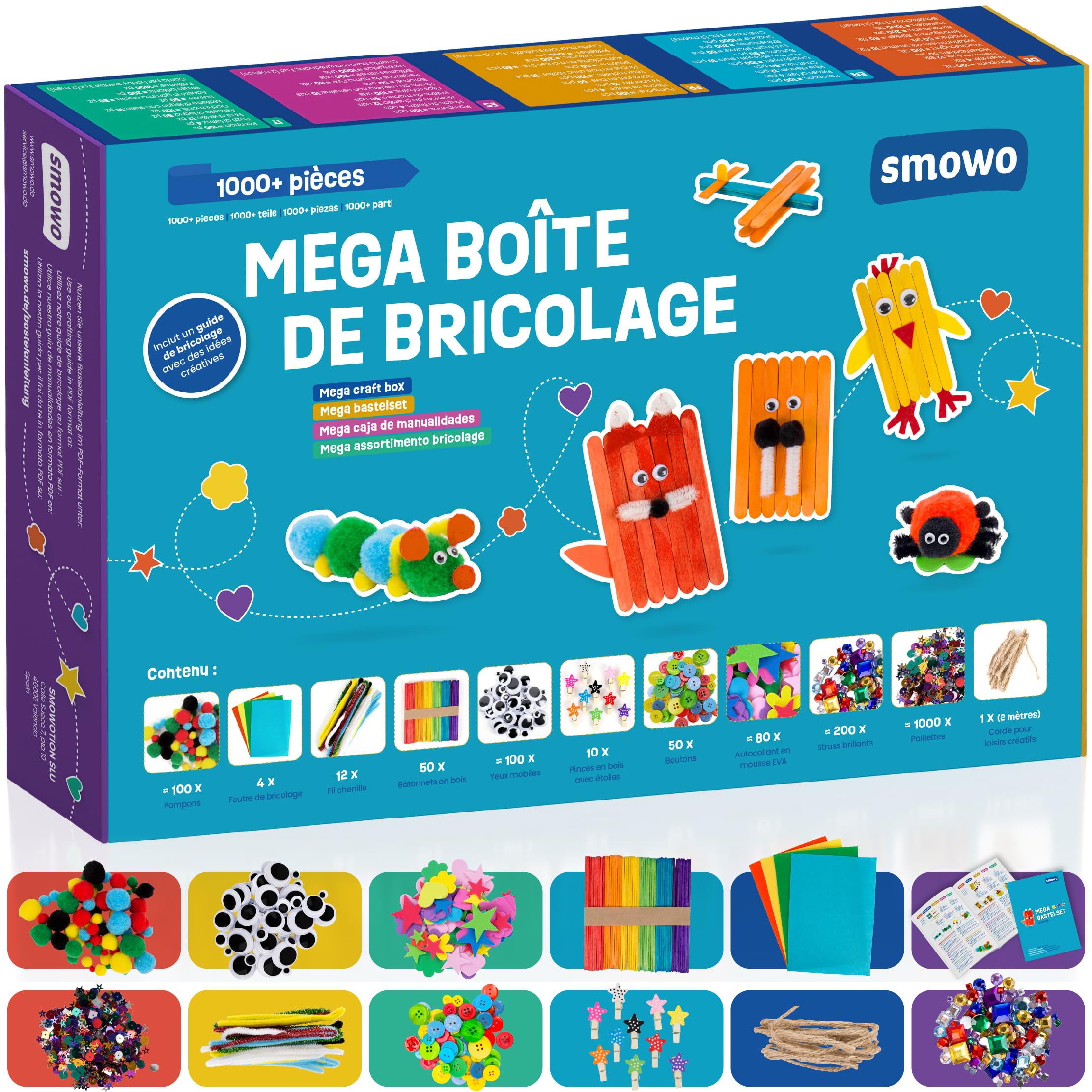 Smowo Boîte créative colorée pour filles et garçons - Kit de démarrage Mega