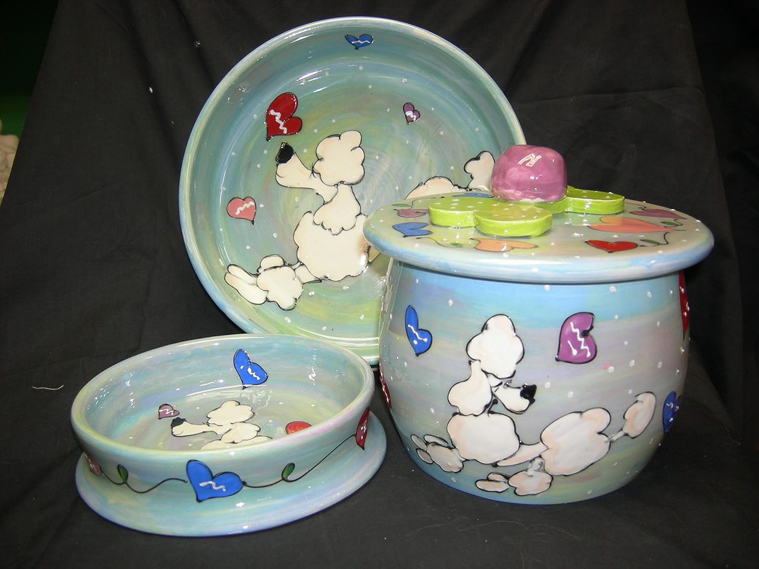 Pet Supplies Poodle 6" and 8" Ceramic Dog Bowls for Food and Water