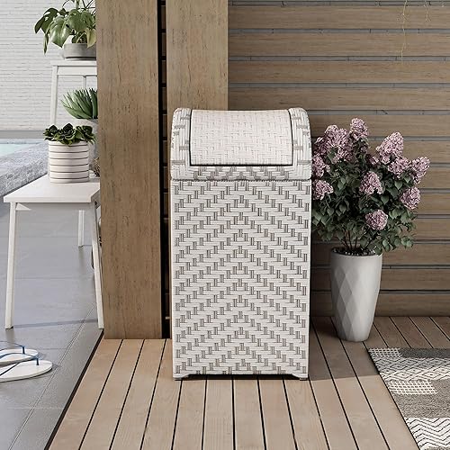 Miniatura 4 de 247 Shop at Home Ulysses - Bote de basura moderno de aluminio y mimbre para todo tipo de clima, con tapa de empuje, para exteriores, patio, zona de