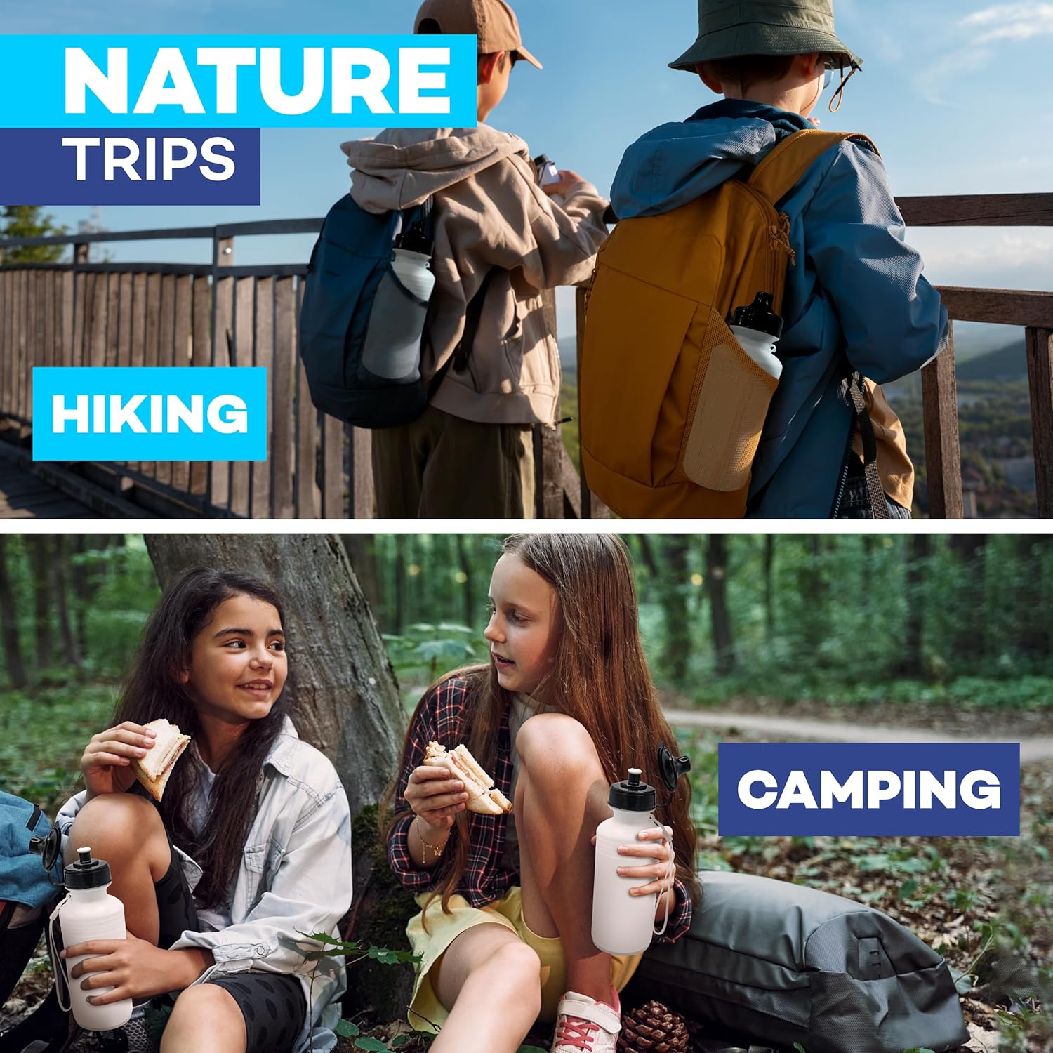 4E's Novelty Sports Water Bottles Bulk (12 Pack) 18 oz Squeeze Reusable Plastic White School Bike Water Bottle for Kids, BPA Free, Party Favor Giveaways, End of Year Student Gifts - Image 6